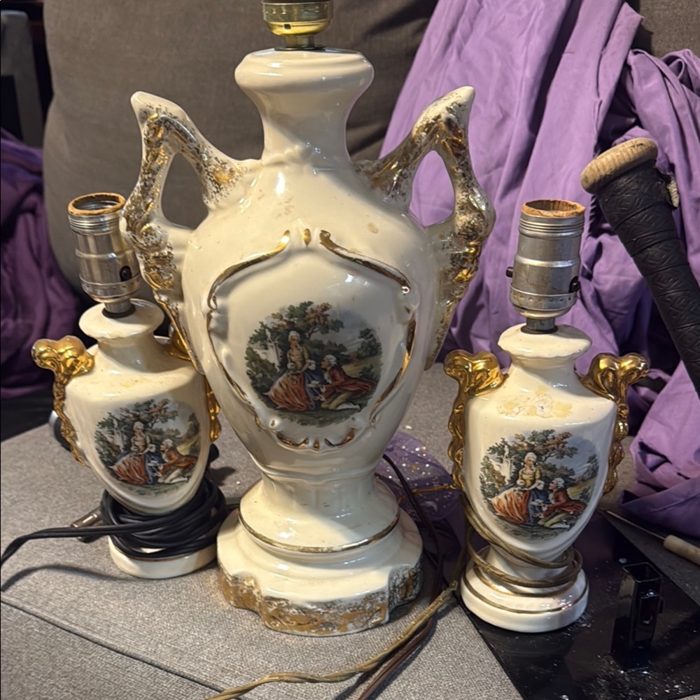 Vintage Cream and Gold Decorative Lamps